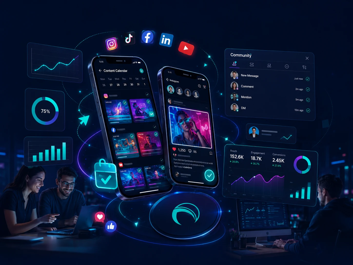 Social media management and content planning dashboards